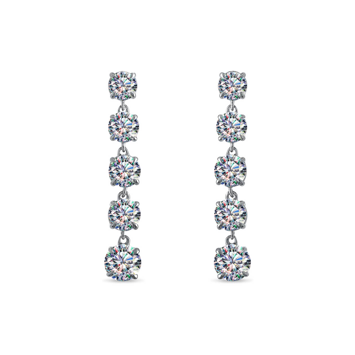Facets of Fire 5 Stone Icicle Drop Diamond Earrings