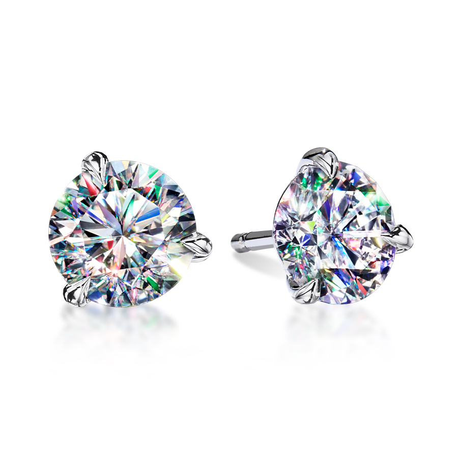 Facets of Fire 3 Prong Martini Studs Diamond Earrings