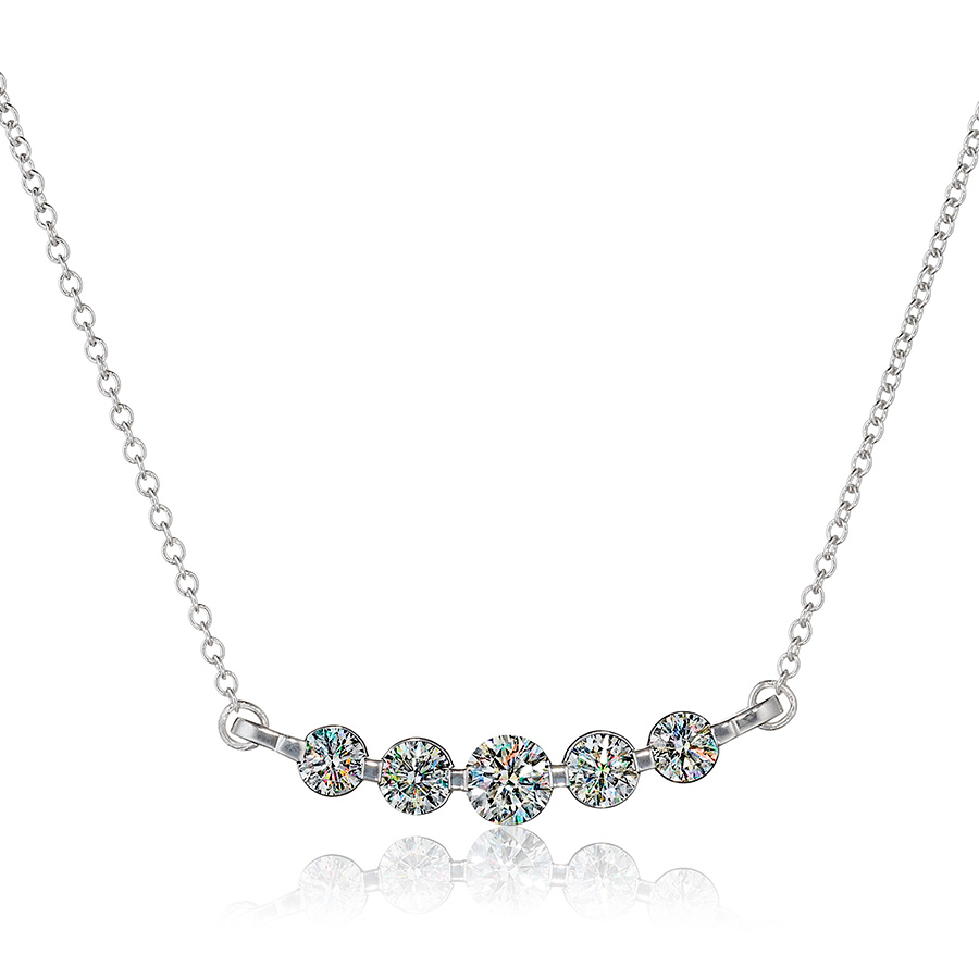 Facets of Fire 5 Stone Curved Line Diamond Necklace
