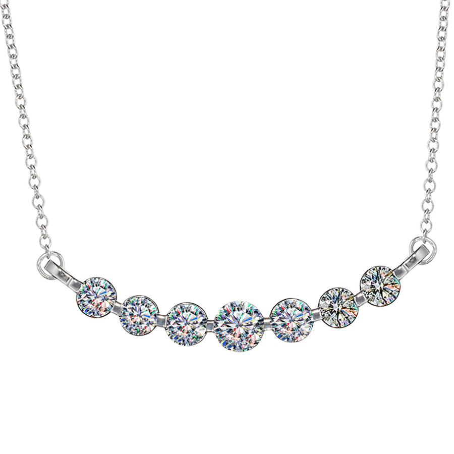 Facets of Fire 7 Stone Curved Line Diamond Necklace