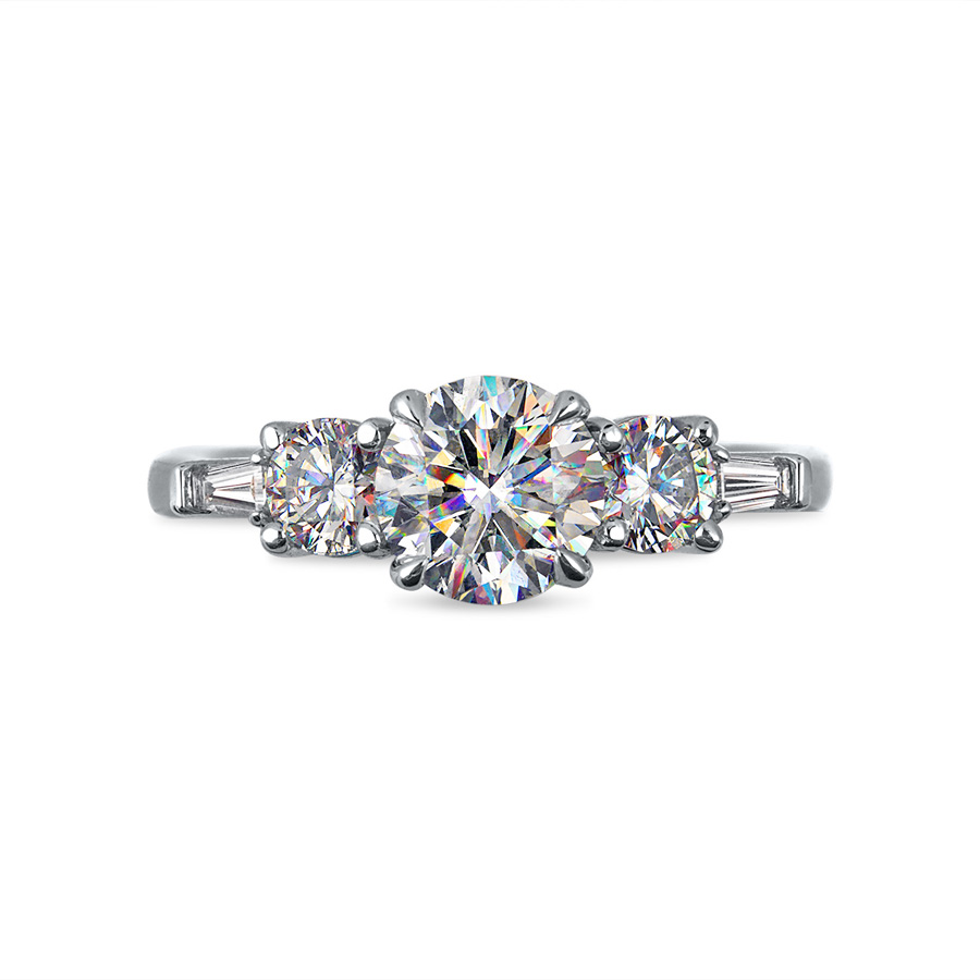 Facets of Fire 3 Stone with Baguette Side Stones Diamond Engagement Ring