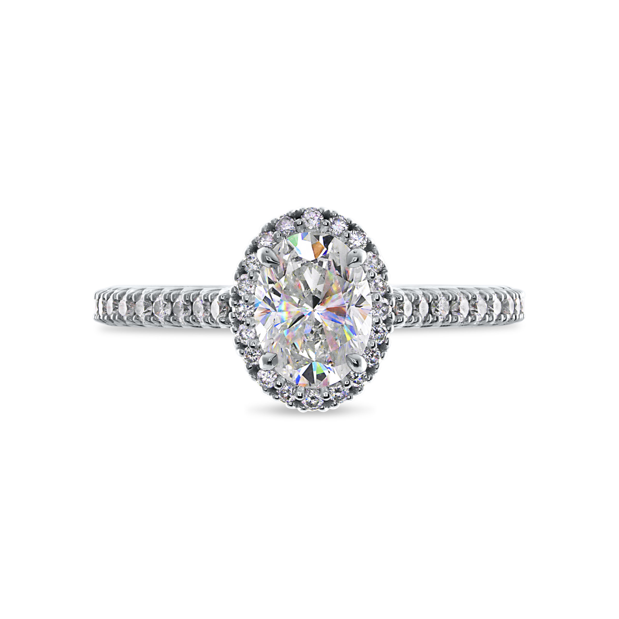 Facets of Fire Oval Dia Micropave Halo Ring