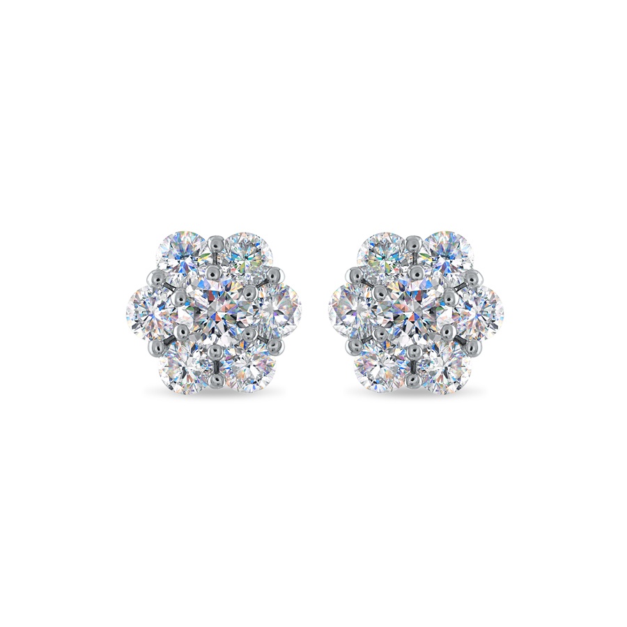 Facets of Fire Diamond Flower Earrings