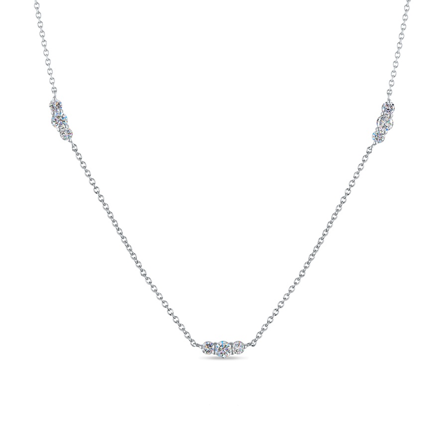 Facets of Fire 3 Stone Diamond By The Yard Necklace