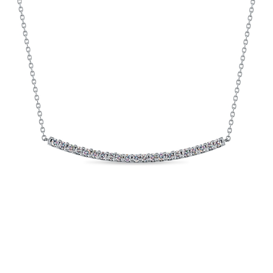 Facets of Fire Diamond Curved Bar Necklace