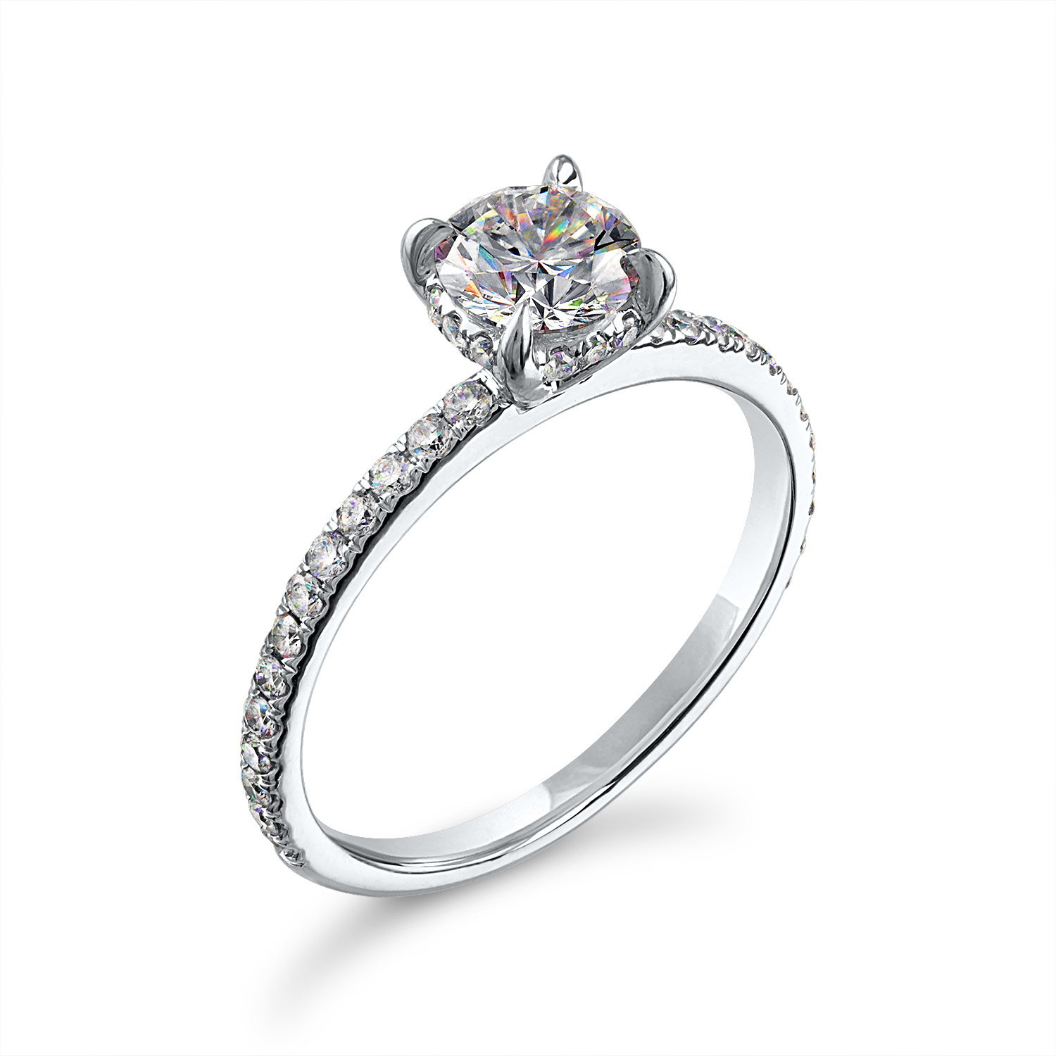 Facets of Fire Diamond Engagement Ring with Hidden Halo
